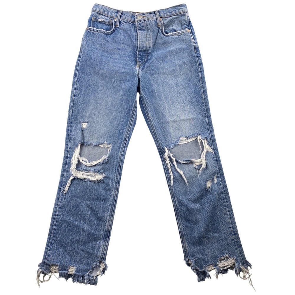 We The Free Womens‎ Size 27 Distressed Ripped High Waisted Straight Leg Jeans